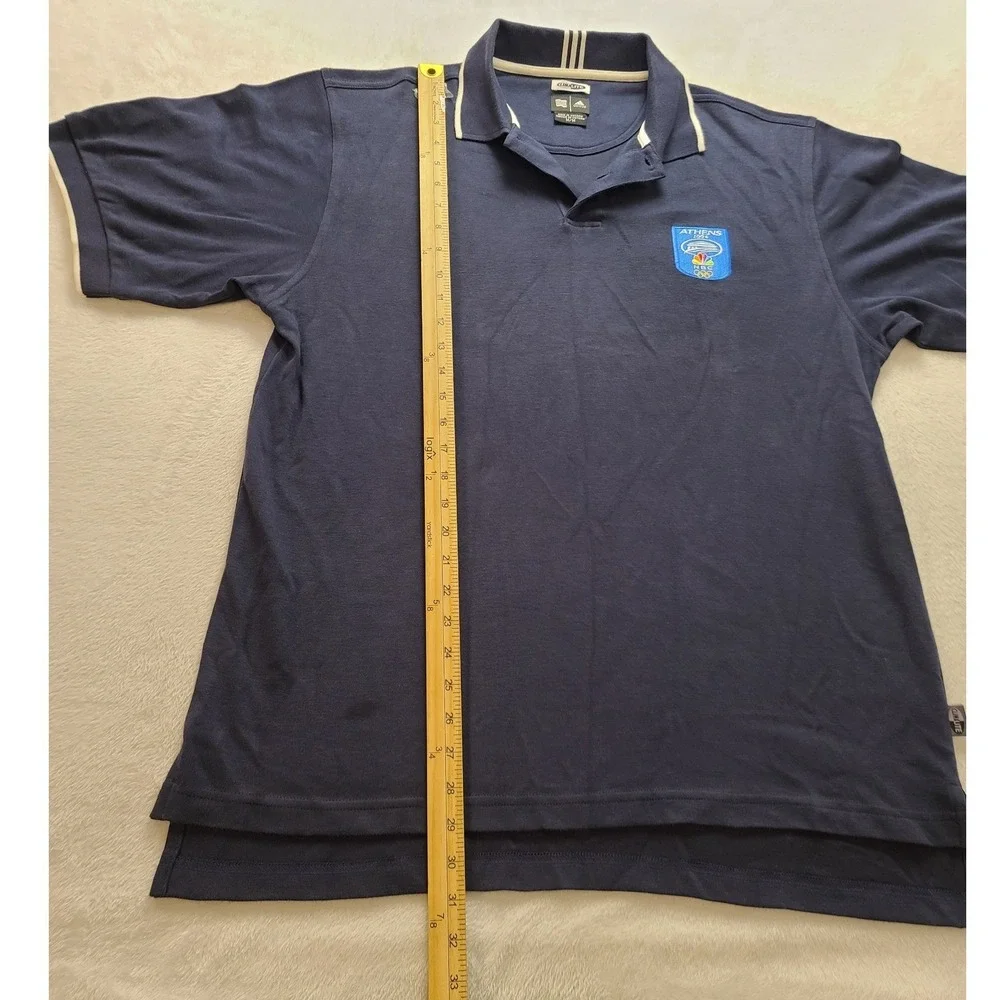 Adidas Athens 2004 Olympics NBC Polo Shirt Men's Medium Navy Blue Climalite Vtg